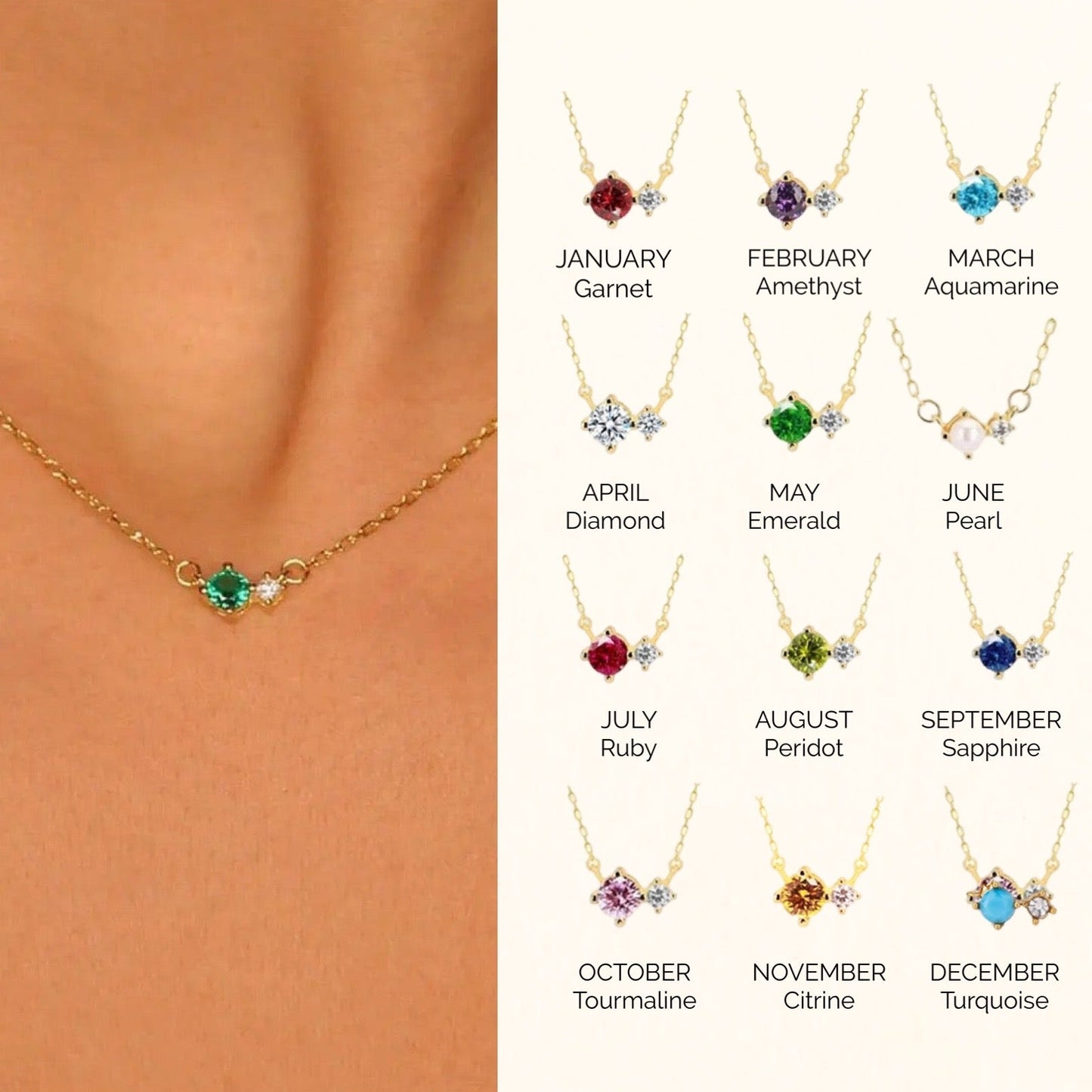 Dainty Birthstone Necklace - DORATA Jewellery