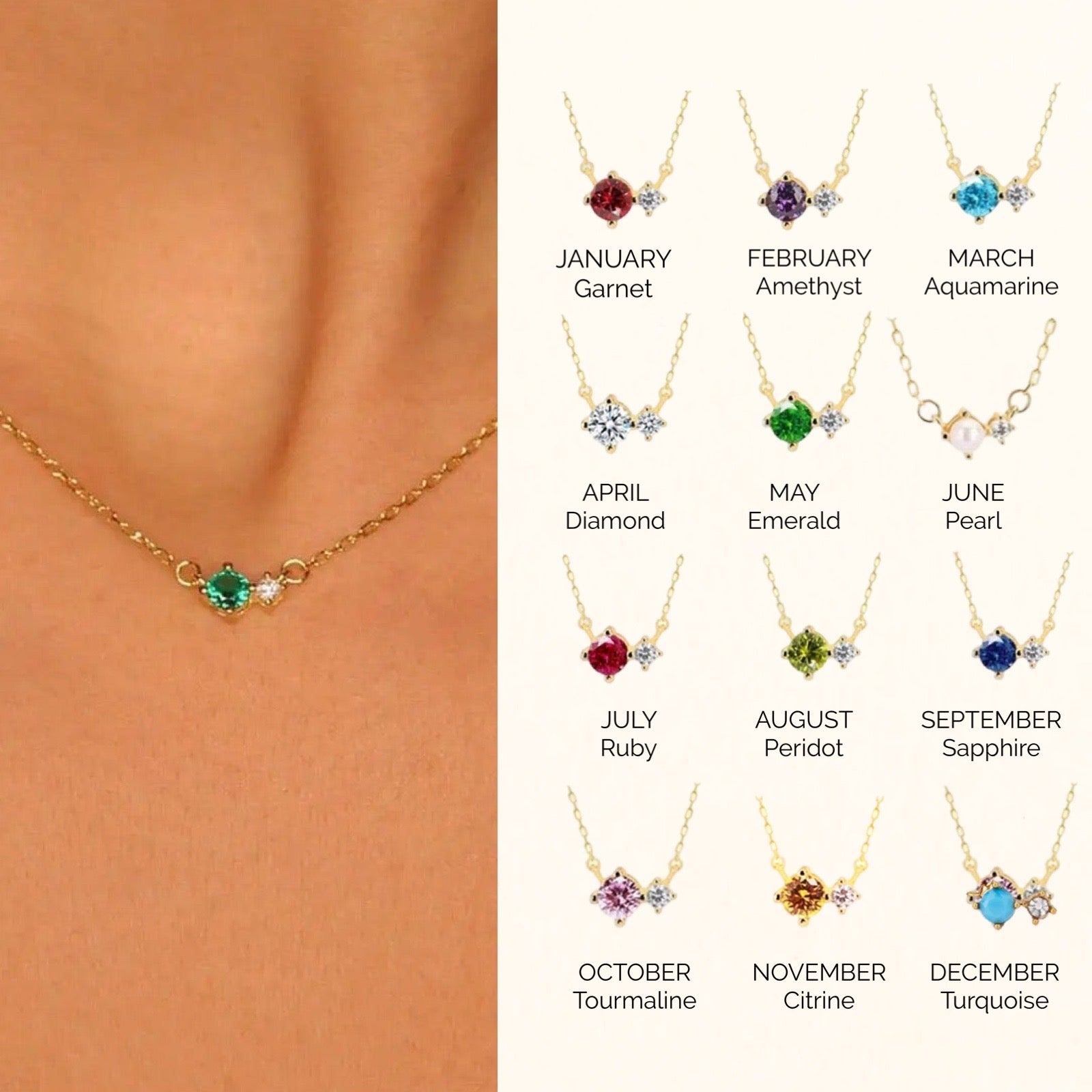 Dainty Birthstone Necklace - DORATA Jewellery