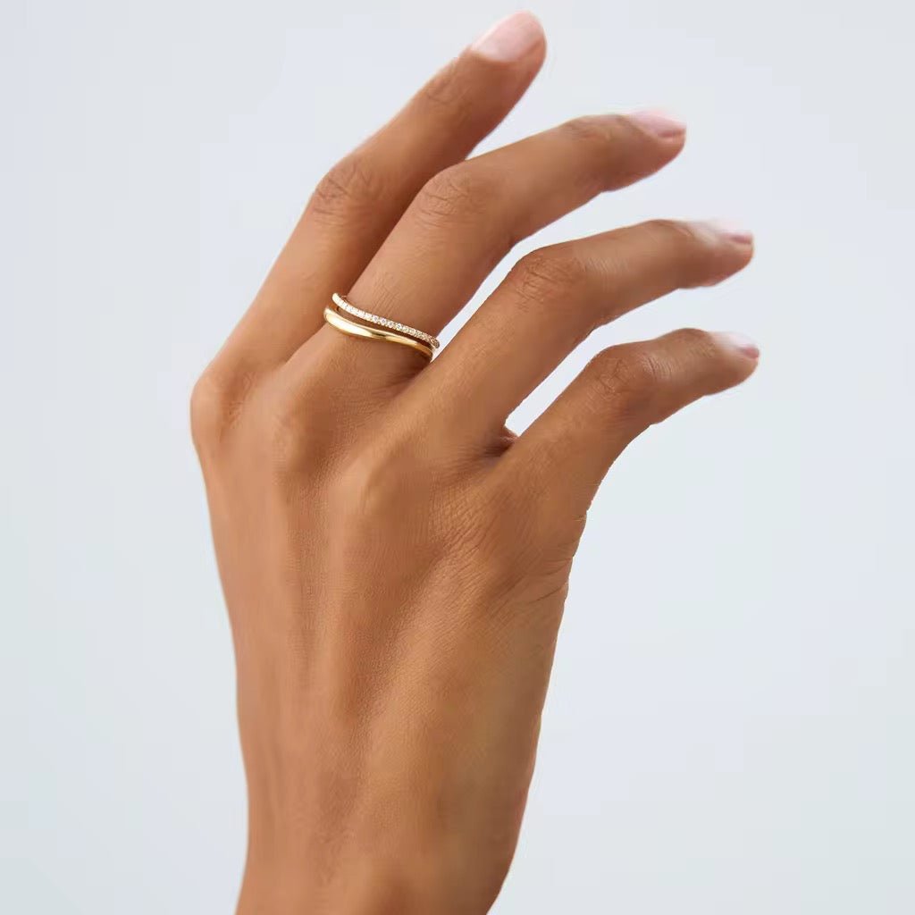 Double Diamante Ring Sterling Silver - DORATA Jewellery