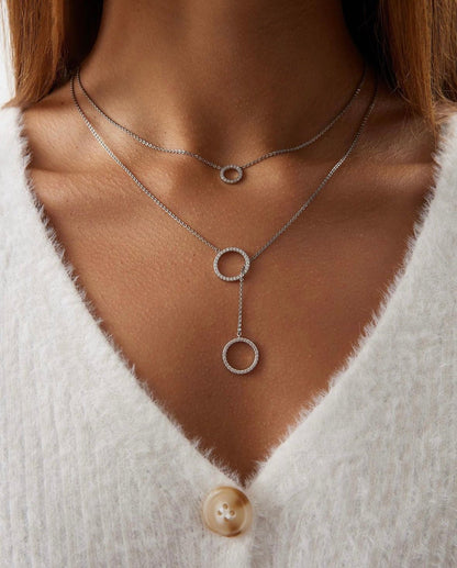 Minimalist Tie Y Shape Circle Necklace - DORATA Jewellery