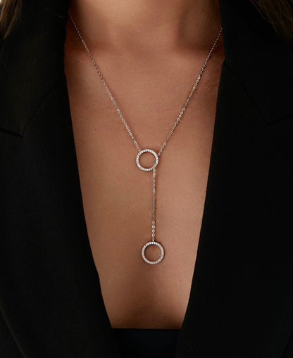 Minimalist Tie Y Shape Circle Necklace - DORATA Jewellery