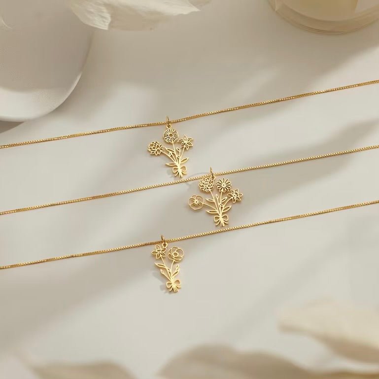 Mother’s Day Gift Family Birth Flowers - DORATA Jewellery