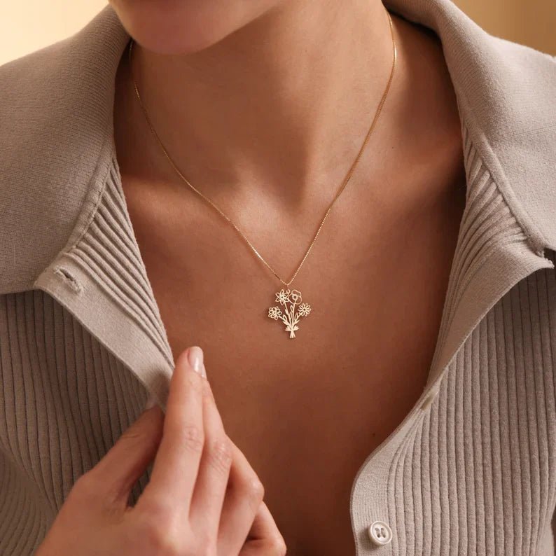 Mother’s Day Gift Family Birth Flowers - DORATA Jewellery