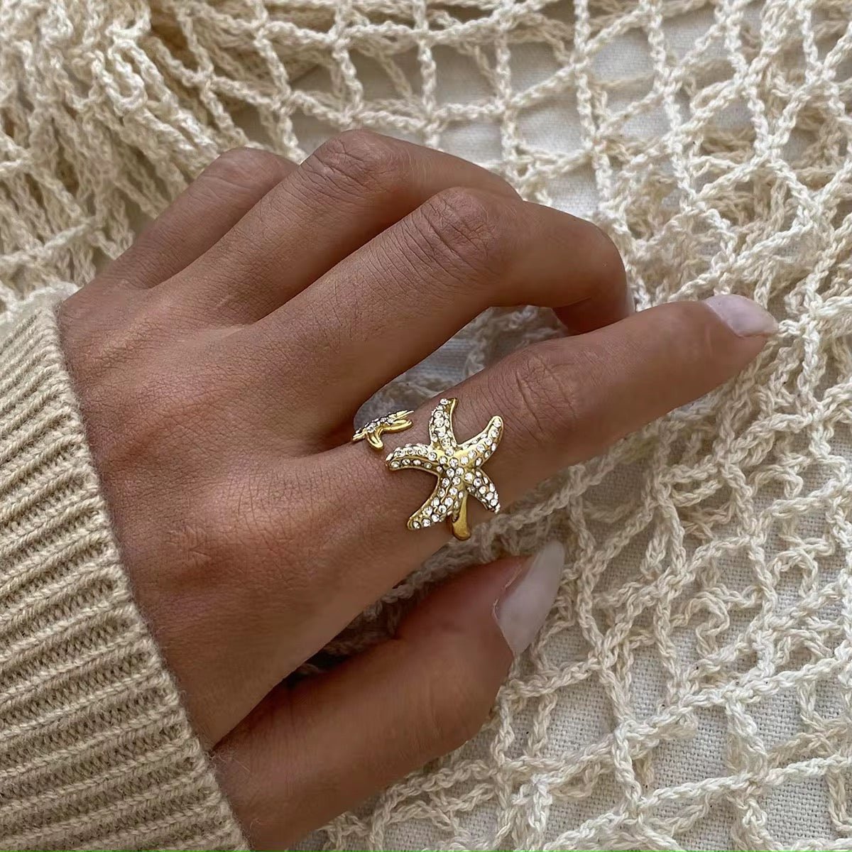 Starfish Diamante Ring - DORATA Jewellery