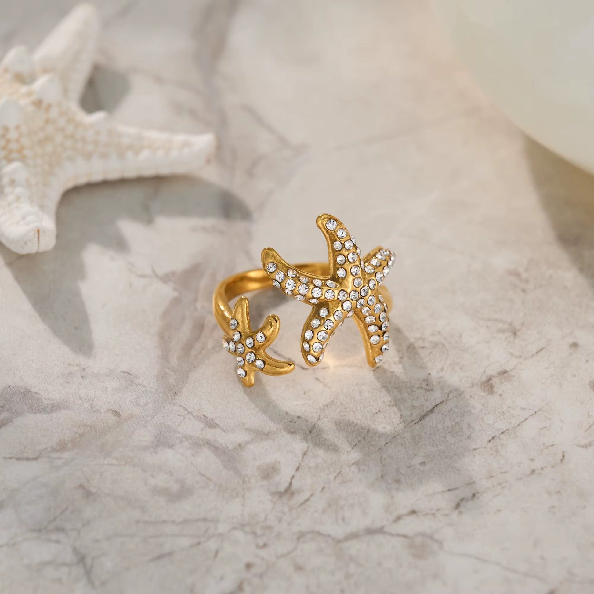 Starfish Diamante Ring - DORATA Jewellery