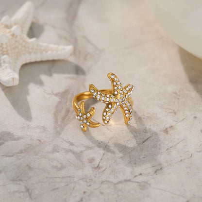 Starfish Diamante Ring - DORATA Jewellery