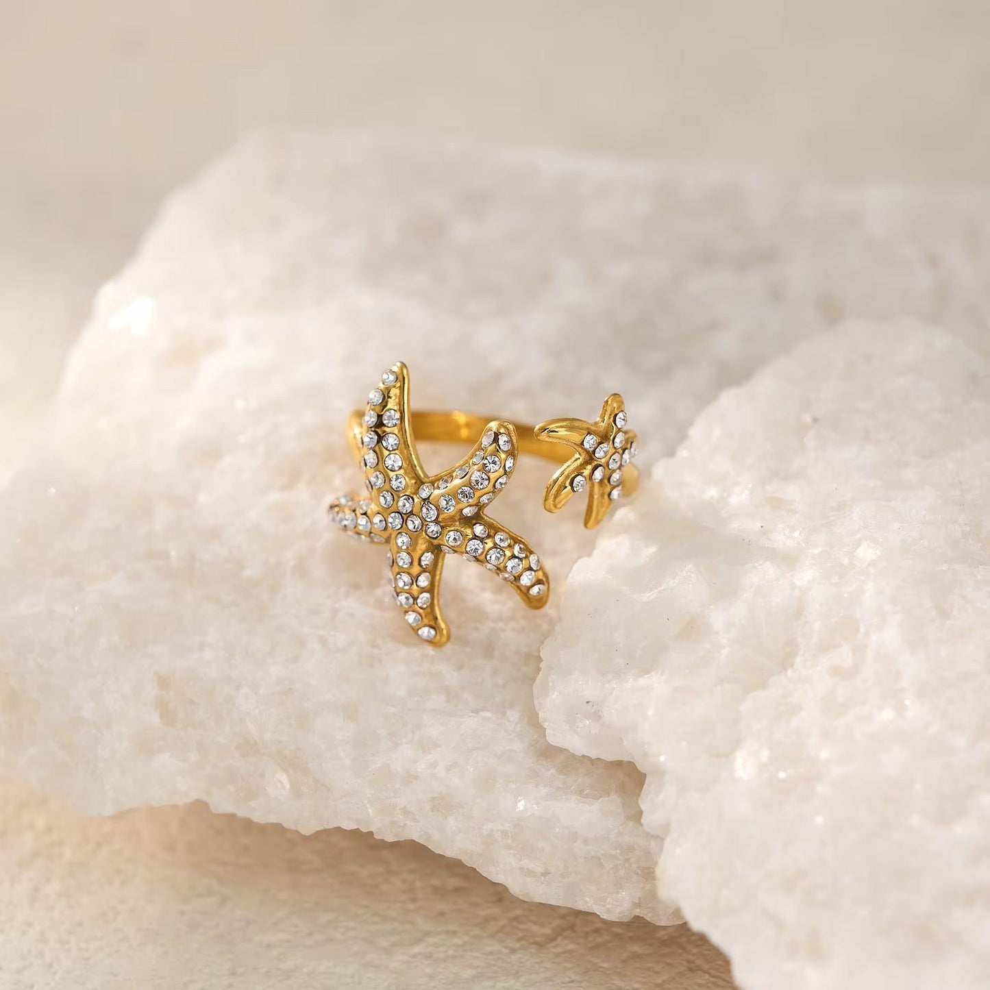 Starfish Diamante Ring - DORATA Jewellery