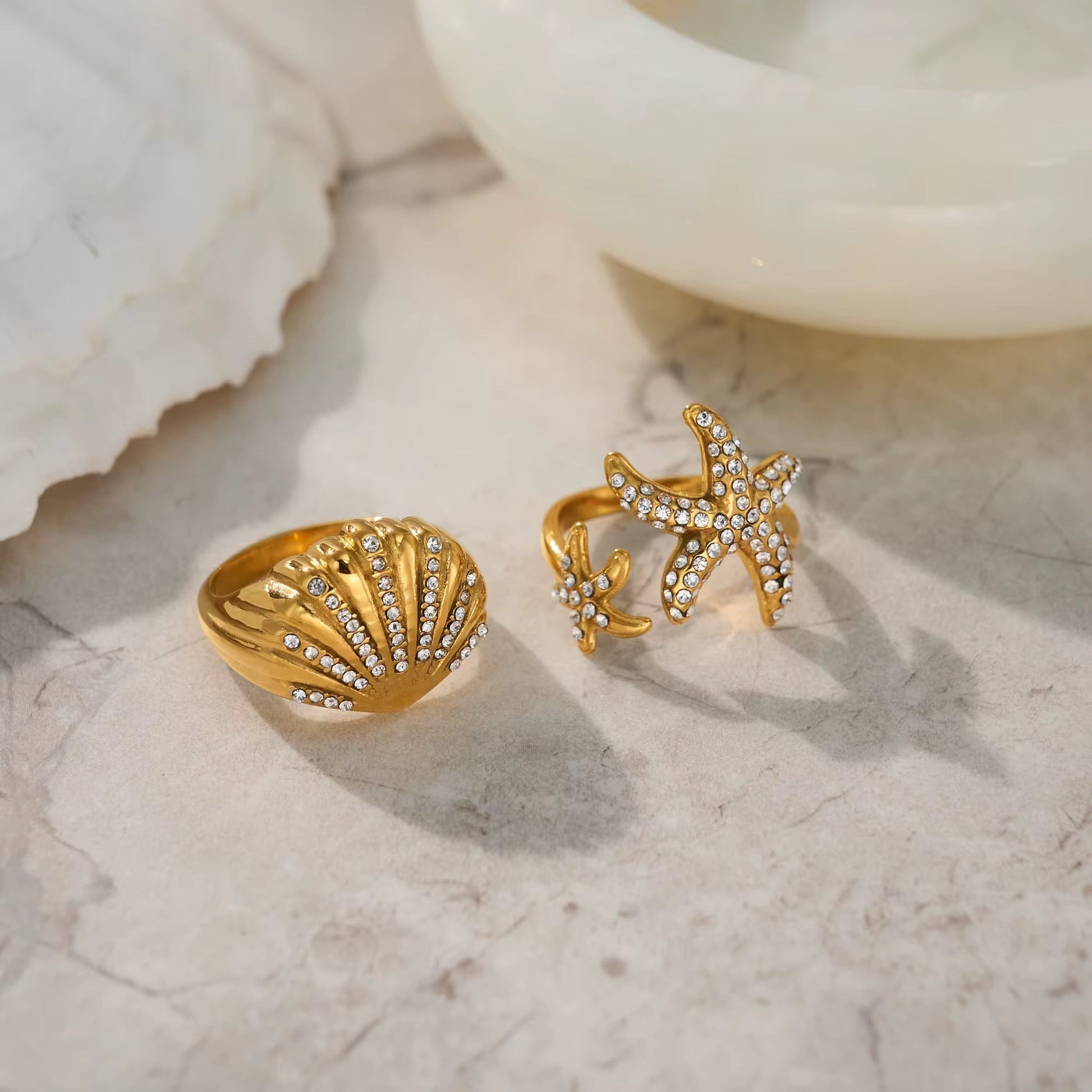 Starfish Diamante Ring - DORATA Jewellery