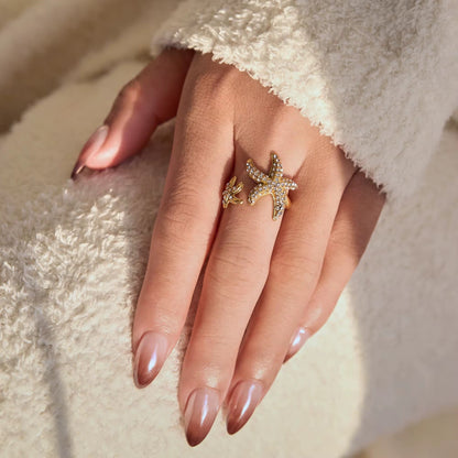 Starfish Diamante Ring - DORATA Jewellery