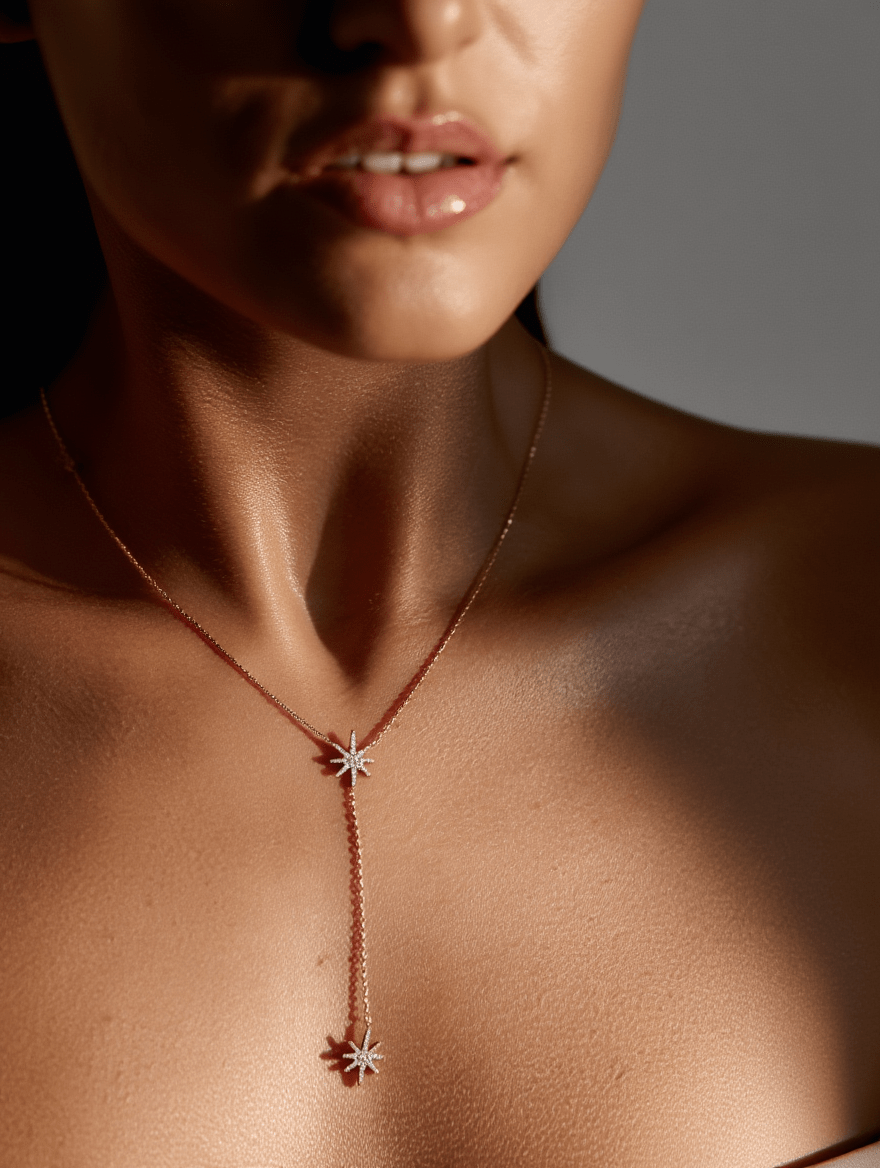 Universe Double Diamond Star Necklace - DORATA Jewellery